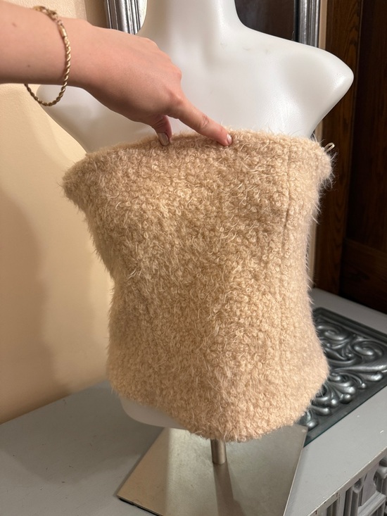 Zara Tops - Zara Small Wool Blend Cream Bouclé Strapless Tube Top